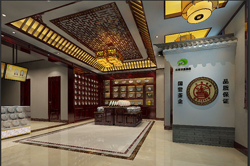 许昌古朴典雅的中式茶叶店大堂设计效果图