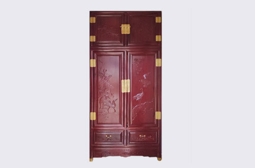 许昌高端中式家居装修深红色纯实木衣柜