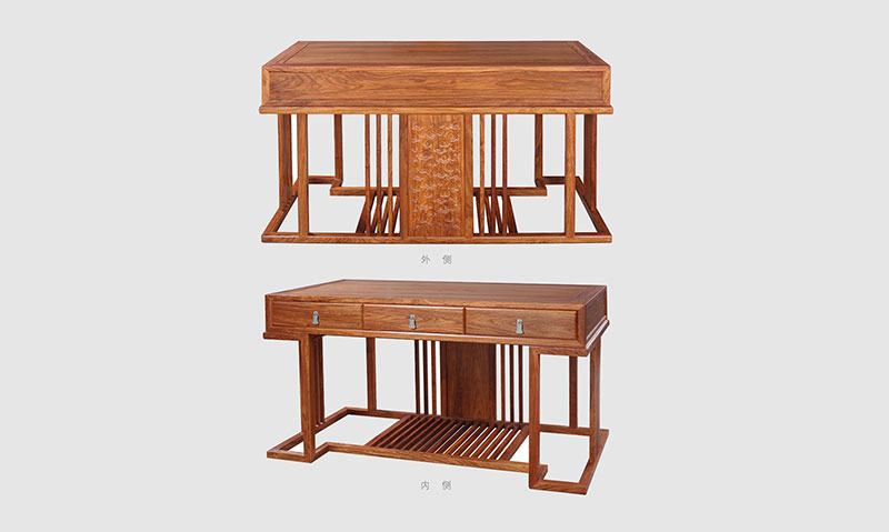许昌 别墅中式家居书房装修实木书桌效果图
